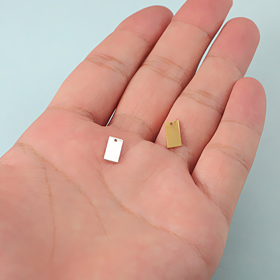 Square Pattern Jewelry Accessory In Steel Color, Made Of 304 Stainless Steel With Electroplated Finish
