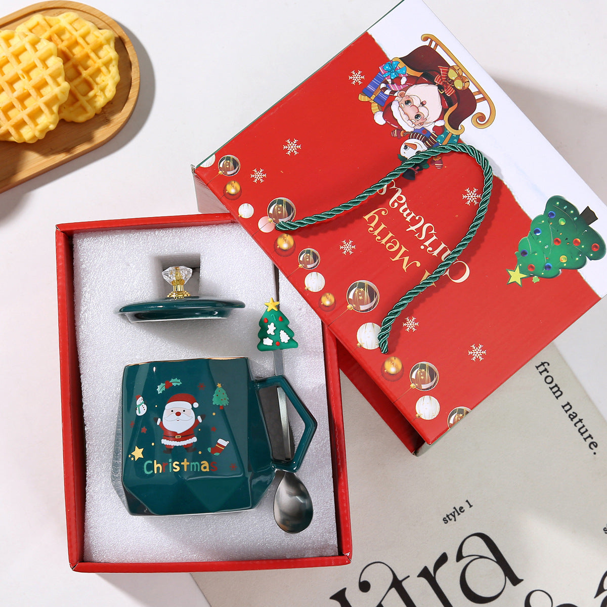 Christmas Cartoon Ceramic Mug Featuring Festive Design, Perfect For Holiday Celebrations
