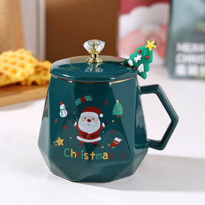Christmas Cartoon Ceramic Mug Featuring Festive Design, Perfect For Holiday Celebrations