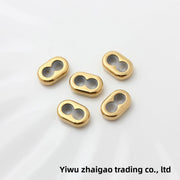 Titanium Steel Plated 18K Gold Double Hole Silicone Bead, 1 Piece