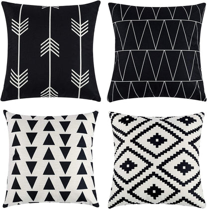 Geometric Pattern Decorative Throw Pillow For Sofa And Bed, Modern Design Cushion In Neutral Colors