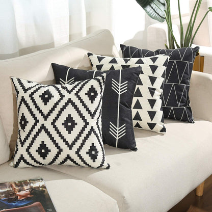 Geometric Pattern Decorative Throw Pillow For Sofa And Bed, Modern Design Cushion In Neutral Colors