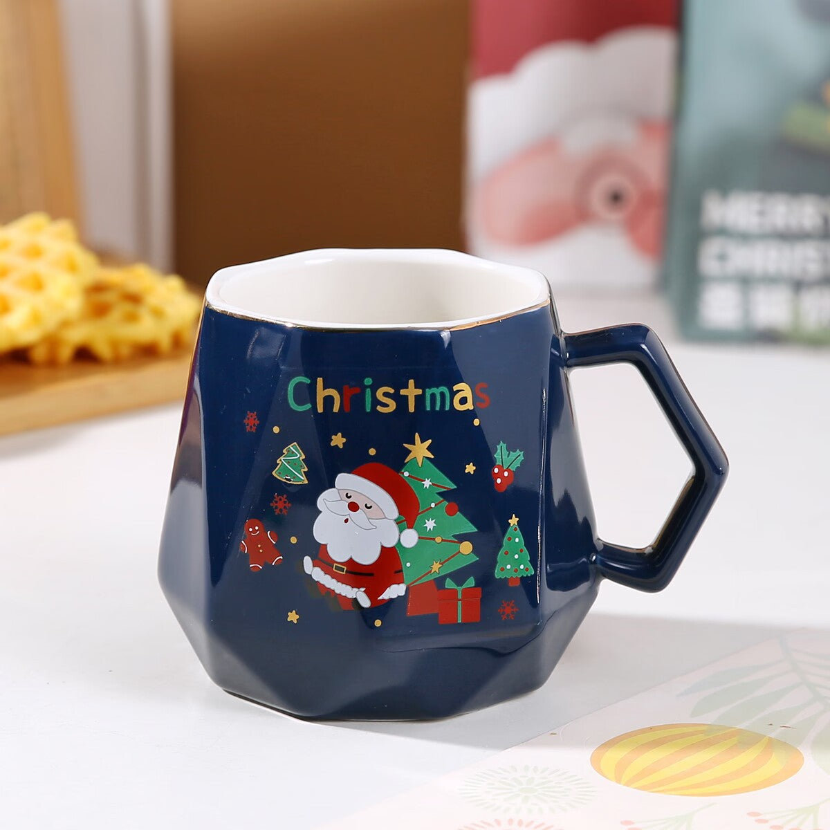 Christmas Cartoon Ceramic Mug Featuring Festive Design, Perfect For Holiday Celebrations