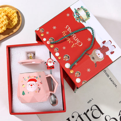 Christmas Cartoon Ceramic Mug Featuring Festive Design, Perfect For Holiday Celebrations