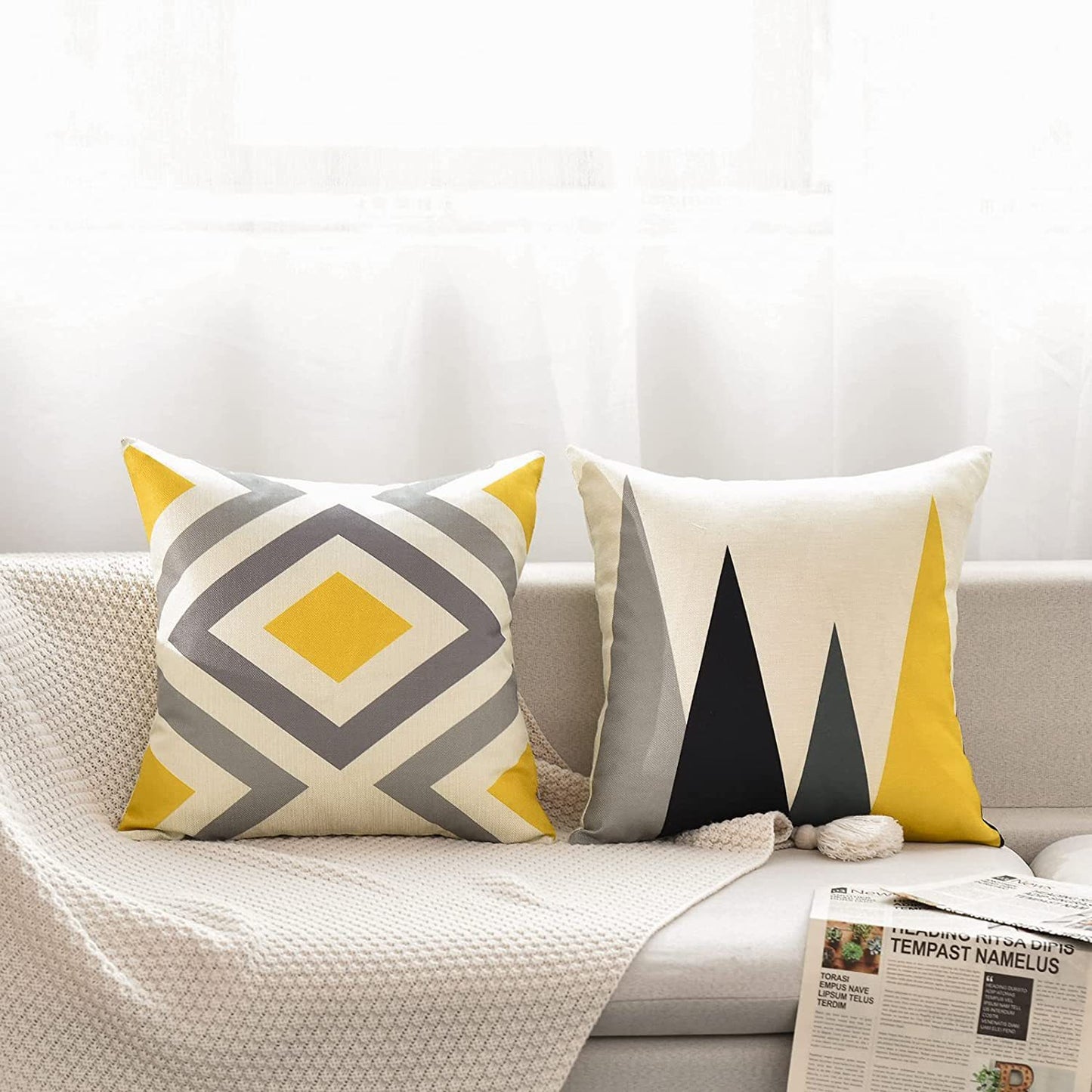 Geometric Pattern Decorative Throw Pillow For Sofa And Bed, Modern Design Cushion In Neutral Colors