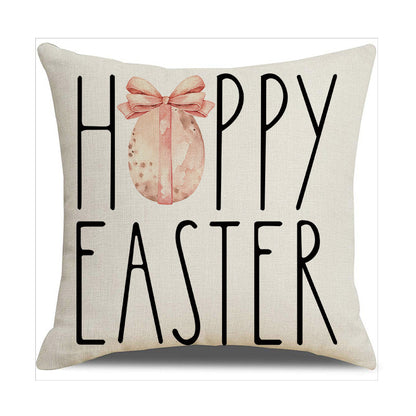 Easter Cartoon Style Rabbit Linen Cushion Pillow, Perfect For Festive Home Decor
