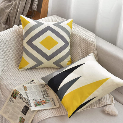 Geometric Pattern Decorative Throw Pillow For Sofa And Bed, Modern Design Cushion In Neutral Colors