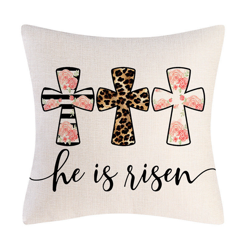 Easter Cartoon Style Rabbit Linen Cushion Pillow, Perfect For Festive Home Decor