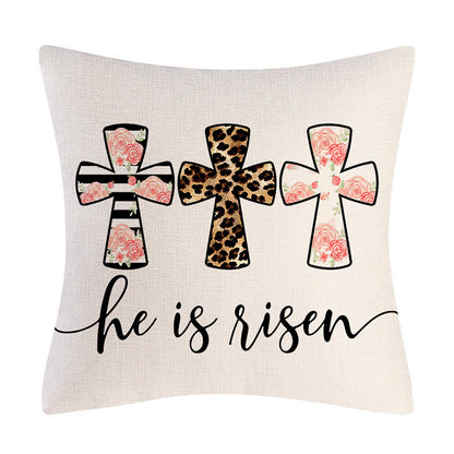 Easter Cartoon Style Rabbit Linen Cushion Pillow, Perfect For Festive Home Decor