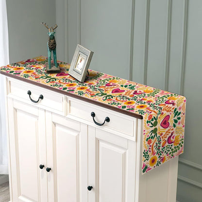 Day Of The Dead Flowers Table Runner In Polyester, Perfect For Festive Decoration