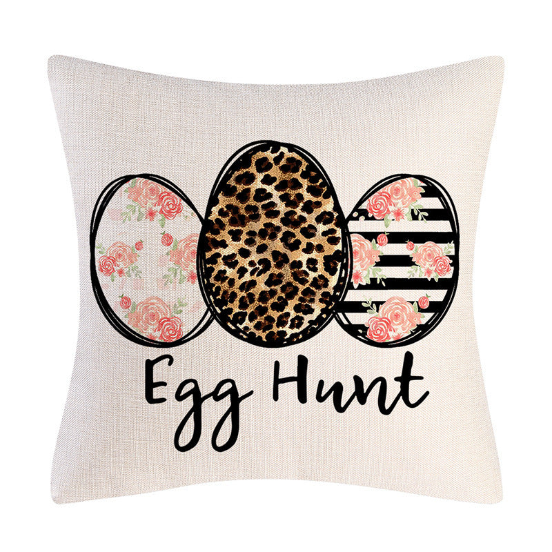 Easter Cartoon Style Rabbit Linen Cushion Pillow, Perfect For Festive Home Decor