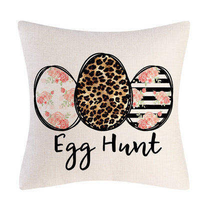 Easter Cartoon Style Rabbit Linen Cushion Pillow, Perfect For Festive Home Decor