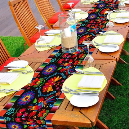 Day Of The Dead Flowers Table Runner In Polyester, Perfect For Festive Decoration