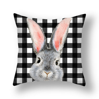 Easter Cartoon Style Rabbit Linen Cushion Pillow, Perfect For Festive Home Decor