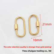 18K Gold Titanium Steel Clasp, 10*21mm, 1 Piece