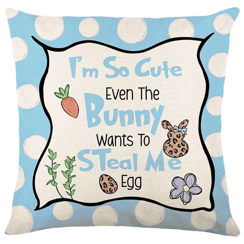 Easter Cartoon Style Rabbit Linen Cushion Pillow, Perfect For Festive Home Decor