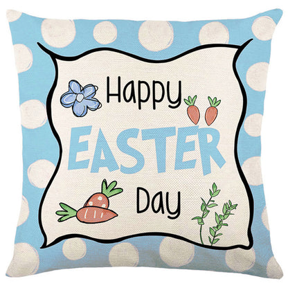 Easter Cartoon Style Rabbit Linen Cushion Pillow, Perfect For Festive Home Decor