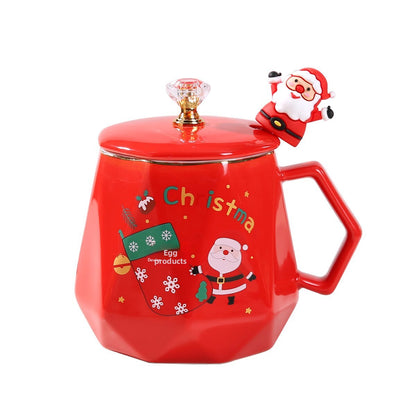 Christmas Cartoon Ceramic Mug Featuring Festive Design, Perfect For Holiday Celebrations