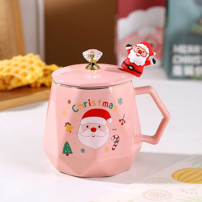 Christmas Cartoon Ceramic Mug Featuring Festive Design, Perfect For Holiday Celebrations