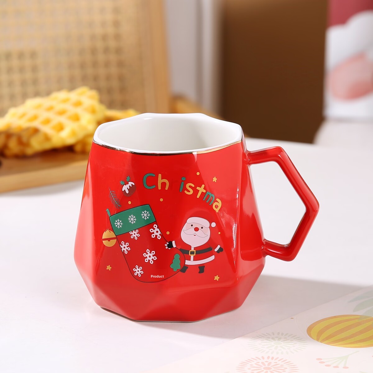Christmas Cartoon Ceramic Mug Featuring Festive Design, Perfect For Holiday Celebrations