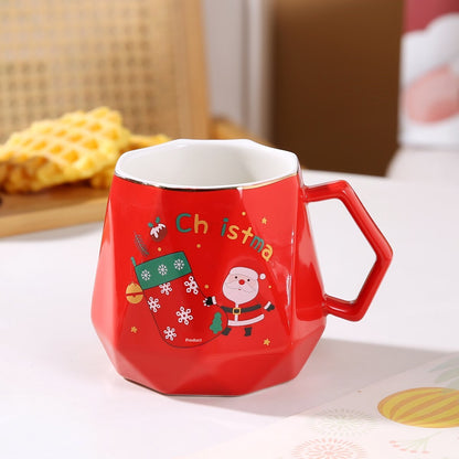 Christmas Cartoon Ceramic Mug Featuring Festive Design, Perfect For Holiday Celebrations