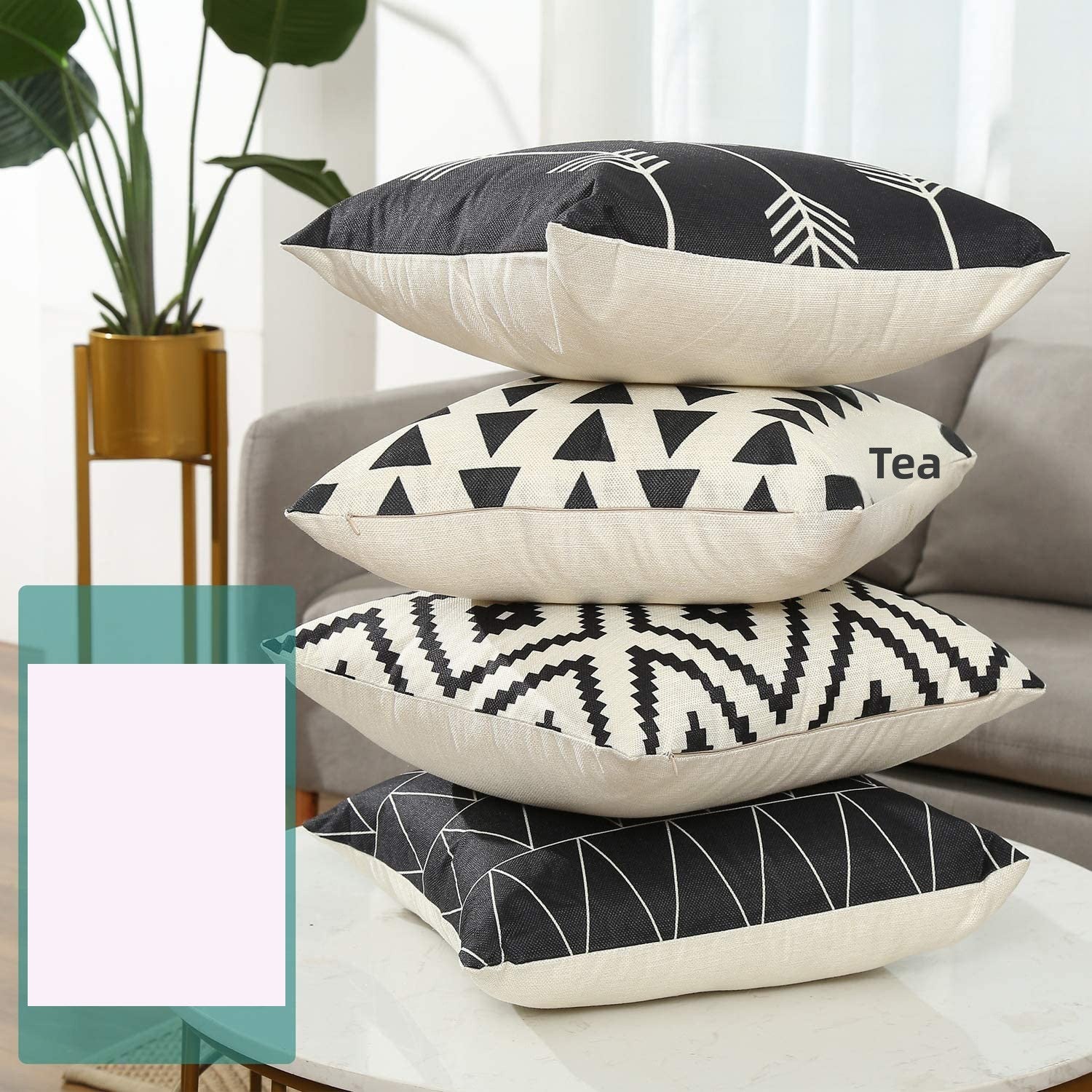 Geometric Pattern Decorative Throw Pillow For Sofa And Bed, Modern Design Cushion In Neutral Colors