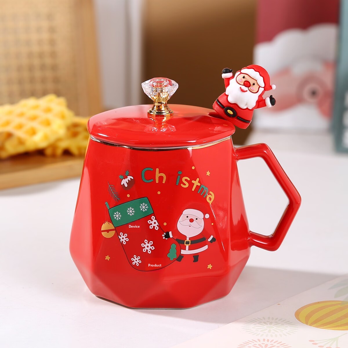 Christmas Cartoon Ceramic Mug Featuring Festive Design, Perfect For Holiday Celebrations