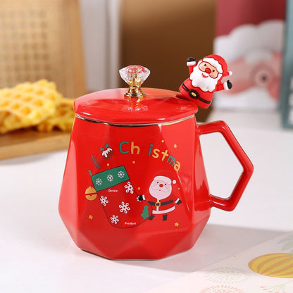 Christmas Cartoon Ceramic Mug Featuring Festive Design, Perfect For Holiday Celebrations