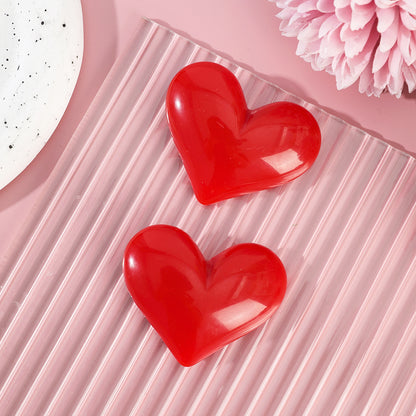 Sweet Heart Shape Hair Claws In Red Plastic, 1 Set Hairpin Accessories Perfect For Valentine's Day