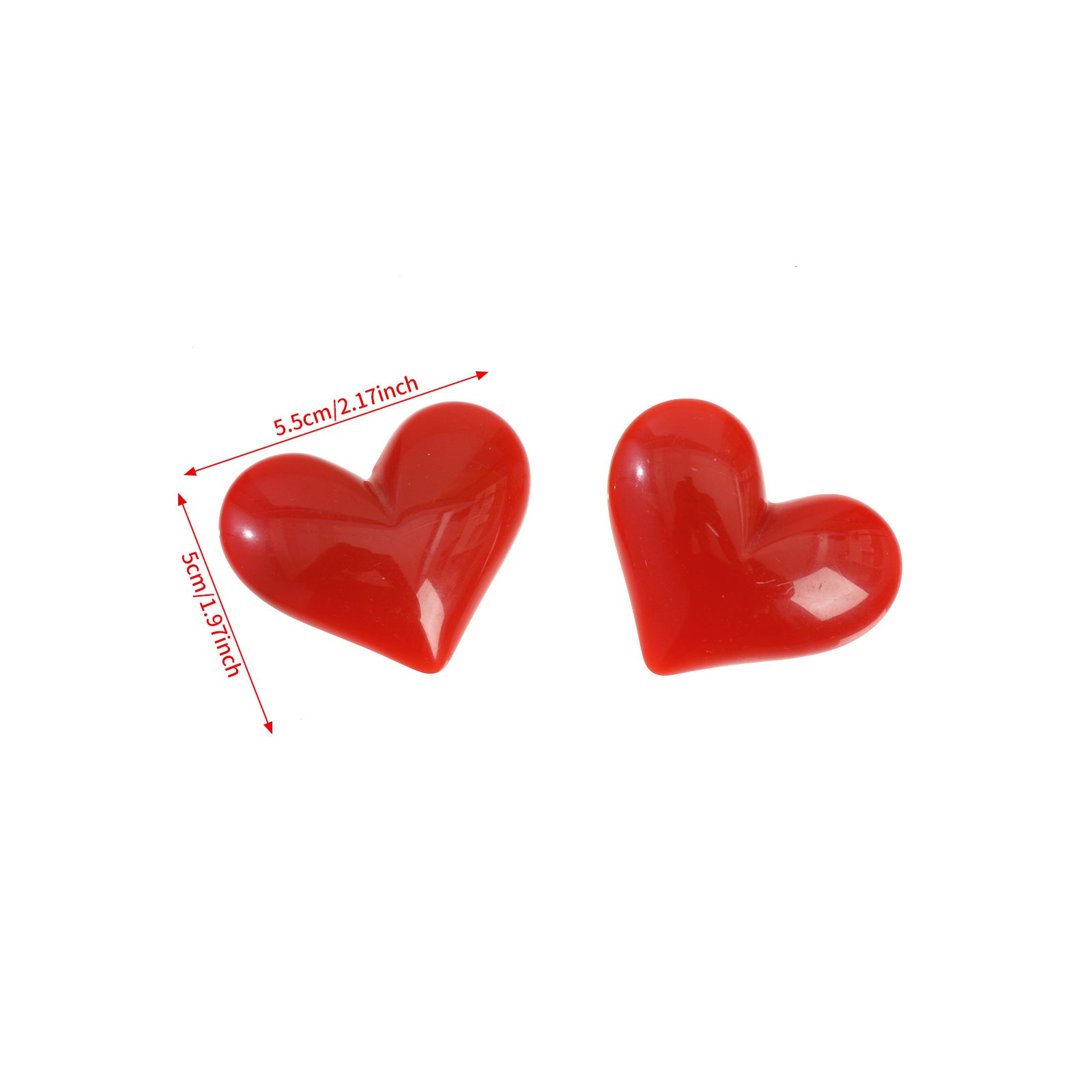 Sweet Heart Shape Hair Claws In Red Plastic, 1 Set Hairpin Accessories Perfect For Valentine's Day