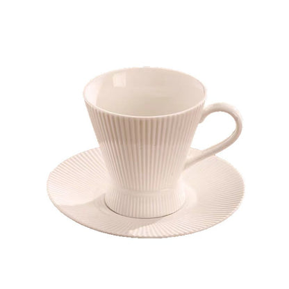 Retro Stripe Ceramic Coffee Set Featuring Classic Design And Durable Material