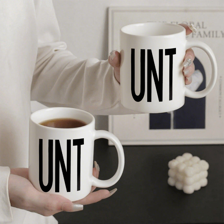 Valentine's Day Ceramic Mug Featuring Elegant Letter Pattern, Perfect For Romantic Gifts