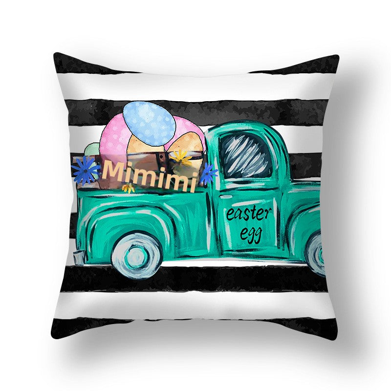 Easter Cartoon Style Rabbit Linen Cushion Pillow, Perfect For Festive Home Decor