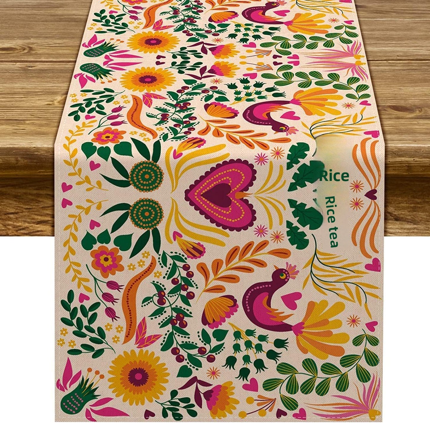 Day Of The Dead Flowers Table Runner In Polyester, Perfect For Festive Decoration