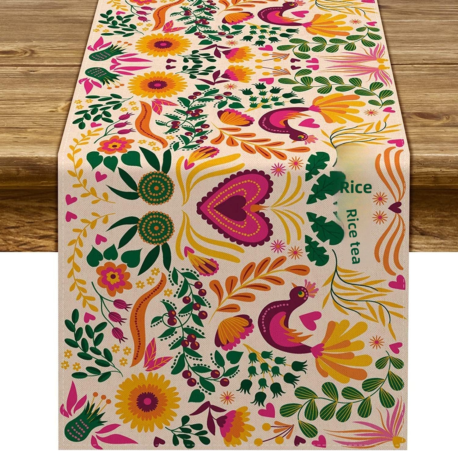 Day Of The Dead Flowers Table Runner In Polyester, Perfect For Festive Decoration