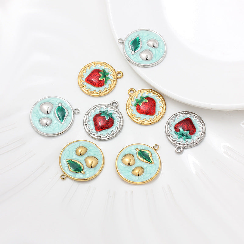 Sweet Style Jewelry Accessories Featuring Fruit Pattern In Golden Titanium Steel