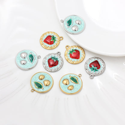 Sweet Style Jewelry Accessories Featuring Fruit Pattern In Golden Titanium Steel