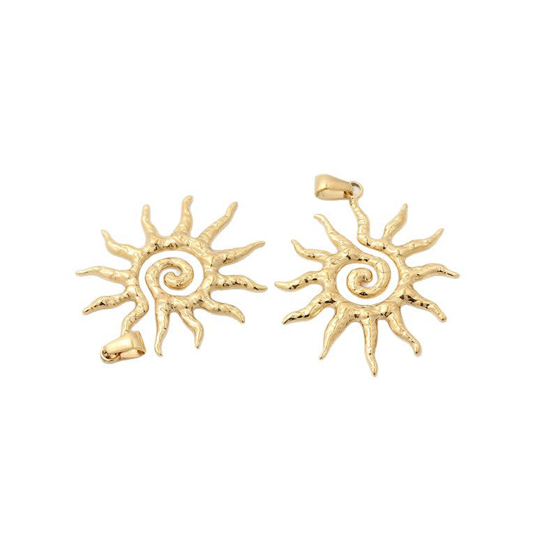 Sun Pattern Jewelry Accessory In Golden, PVD Coated With 18K Real Gold Plated Titanium Steel