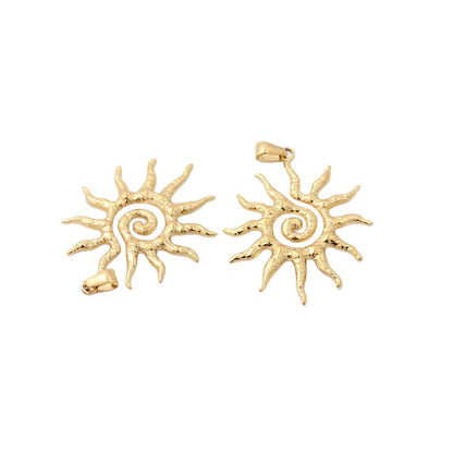 Sun Pattern Jewelry Accessory In Golden, PVD Coated With 18K Real Gold Plated Titanium Steel