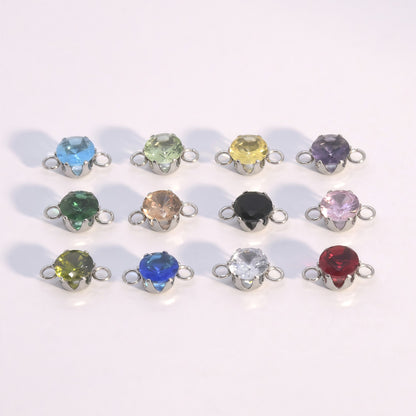 Round Jewelry Accessory In 304 Stainless Steel With White Zircon Inlay, Diameter 6 Mm