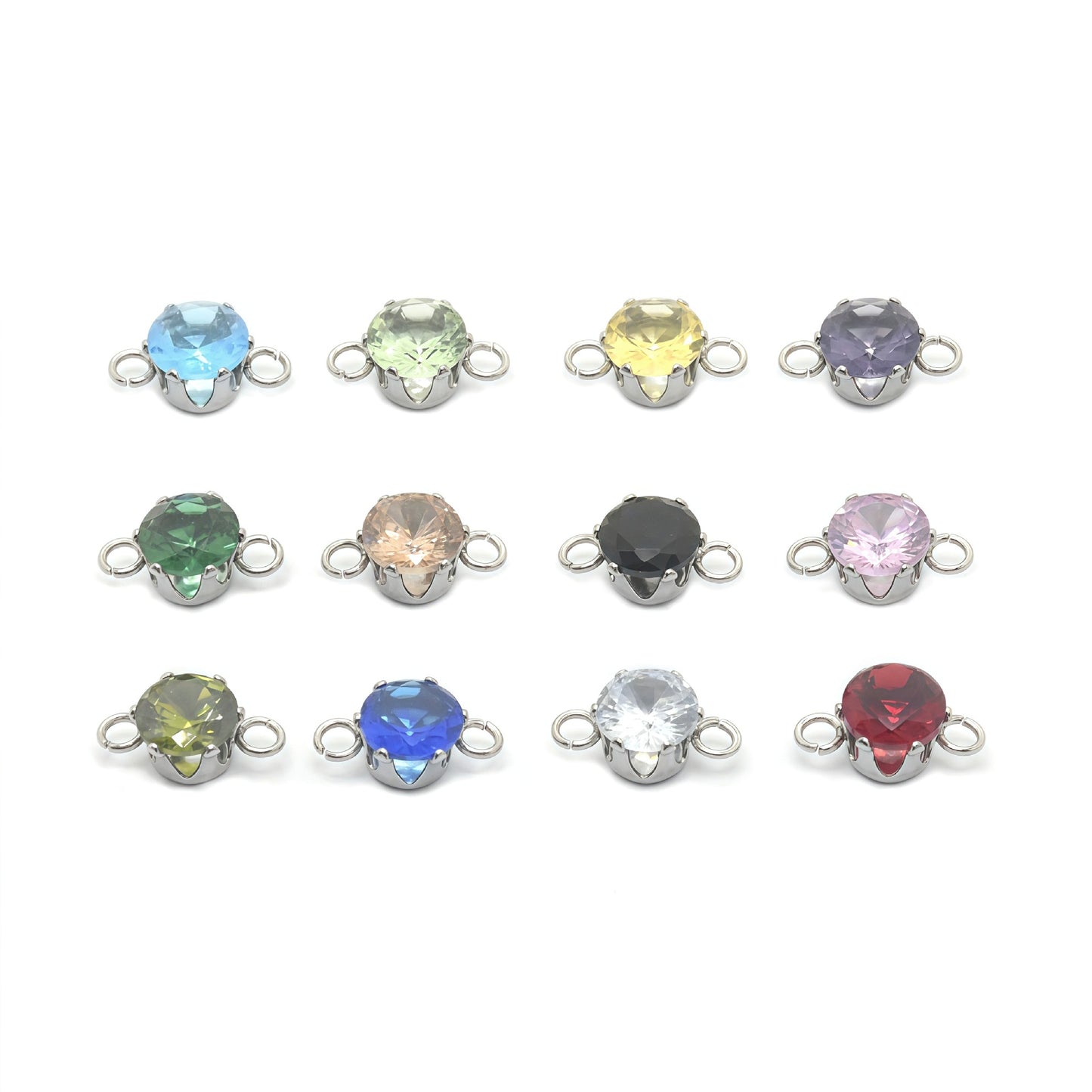 Round Jewelry Accessory In 304 Stainless Steel With White Zircon Inlay, Diameter 6 Mm