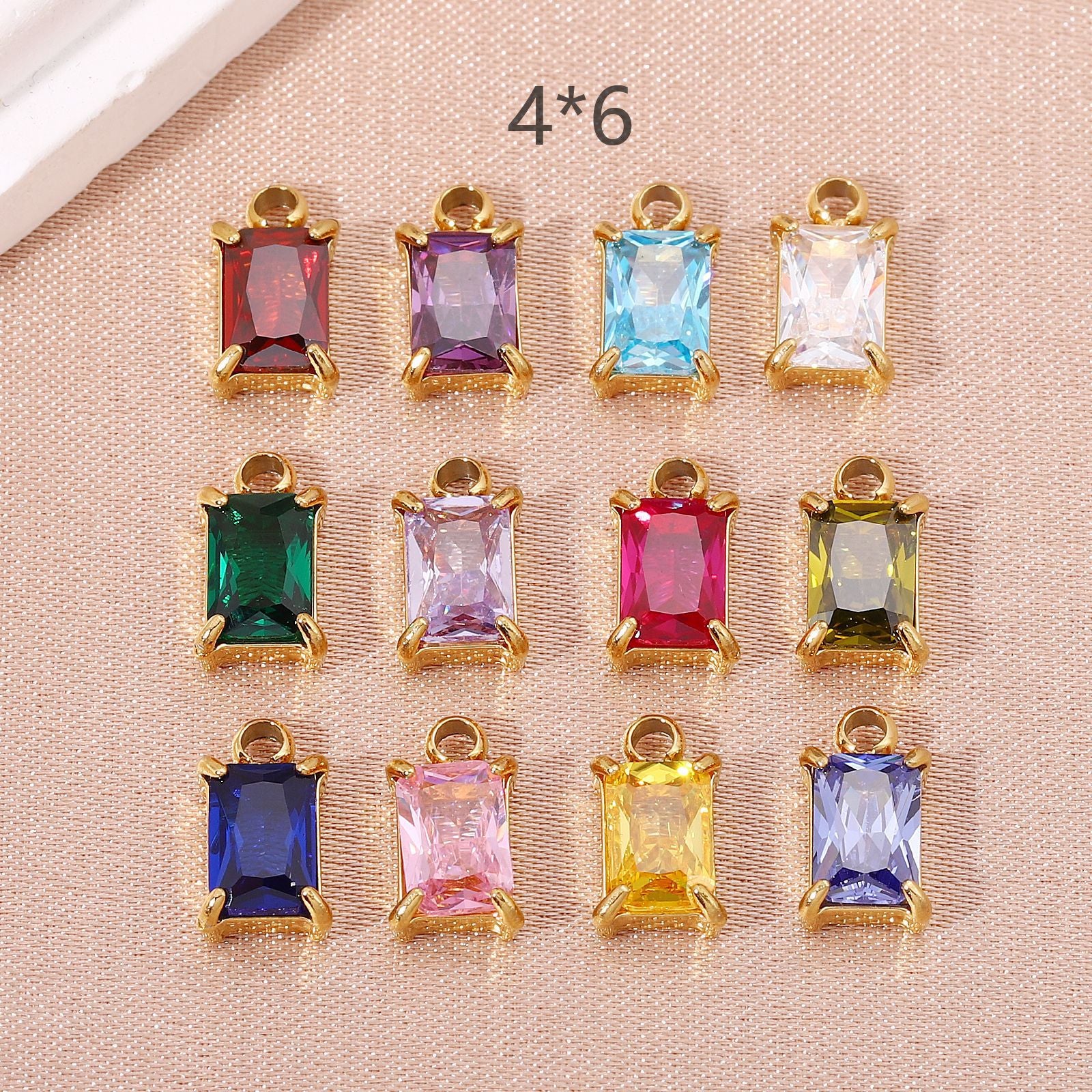 Elegant Rectangle Love Charms Jewelry Accessories In Golden 316L Stainless Steel