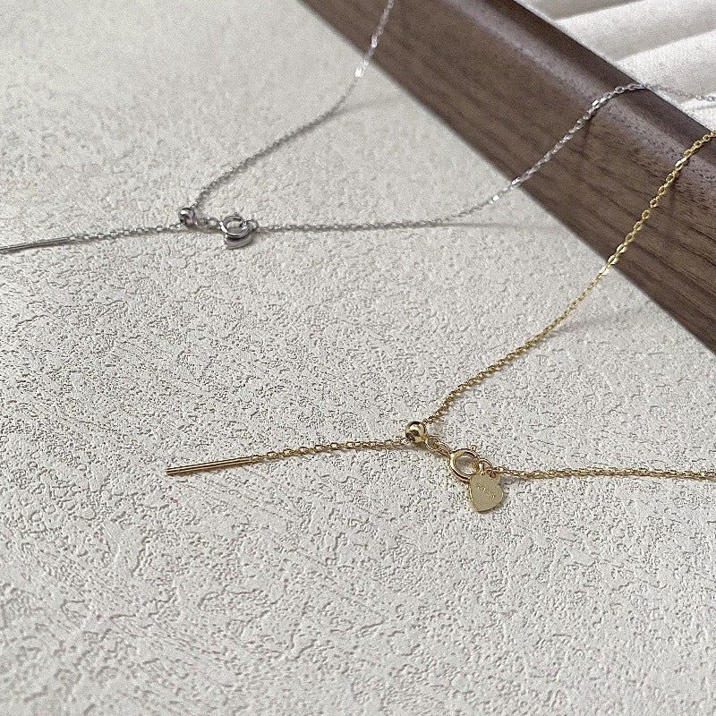 For Love Charms Necklace In 925 Sterling Silver With 18K Real Gold Plated Featuring Slider Chain In Golden