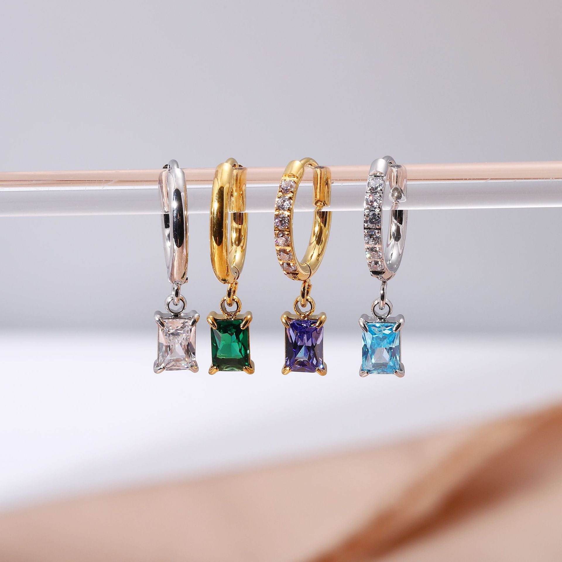 Elegant Rectangle Love Charms Jewelry Accessories In Golden 316L Stainless Steel