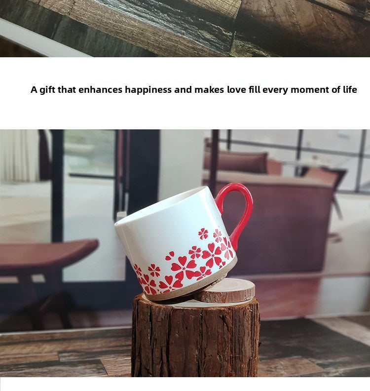 Retro Style Ceramic Mug Featuring Beautiful Flowers Design, Perfect For Coffee And Tea Lovers