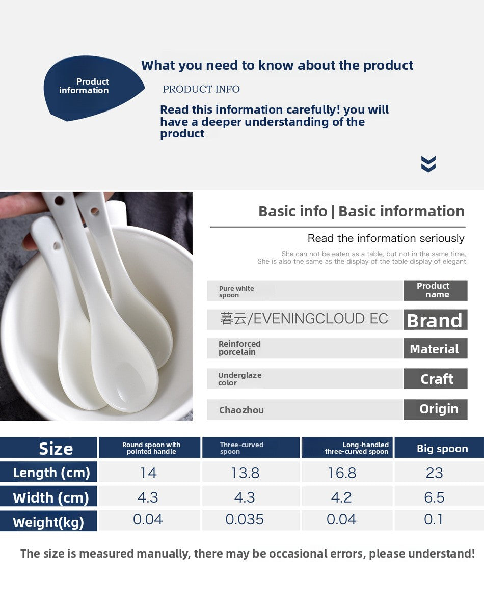 Ceramics Tableware Spoon For Kitchen And Drinking Utensils