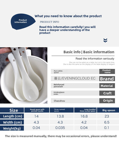 Ceramics Tableware Spoon For Kitchen And Drinking Utensils