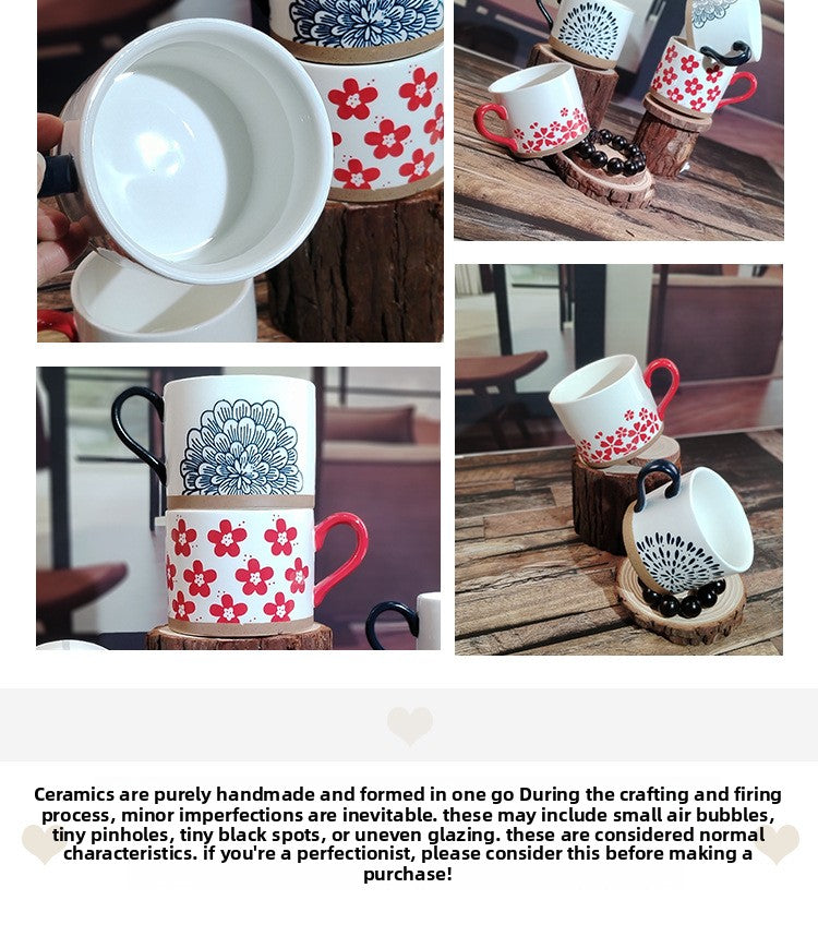 Retro Style Ceramic Mug Featuring Beautiful Flowers Design, Perfect For Coffee And Tea Lovers