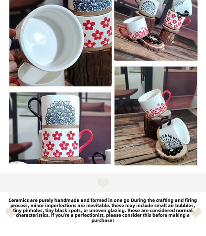 Retro Style Ceramic Mug Featuring Beautiful Flowers Design, Perfect For Coffee And Tea Lovers