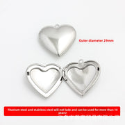 Titanium Steel Smooth Heart-shaped Photo Box, 1 Piece